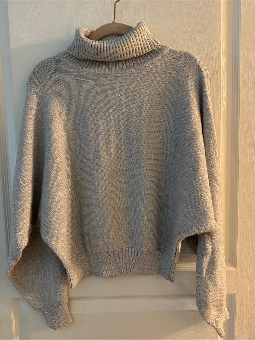 Express Light Gray Ribbed Turtleneck Sweater